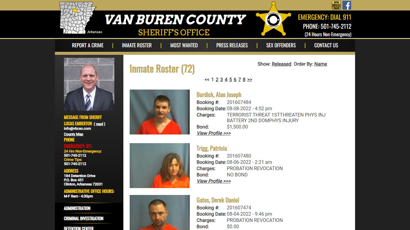 Inmate Roster - Van Buren County Sheriff AR
